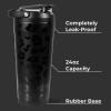 imageHydroJug 24 oz New Stainless Steel Shaker  Insulated Leakproof BPAFree with Silent Mixing Grate  No Clumps No Noise  Premium Shaker for Fitness Sports ampamp Everyday Use Light BlueBlack Leopard