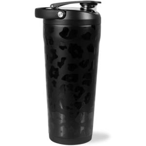 imageHydroJug 24 oz New Stainless Steel Shaker  Insulated Leakproof BPAFree with Silent Mixing Grate  No Clumps No Noise  Premium Shaker for Fitness Sports ampamp Everyday Use Light BlueBlack Leopard