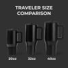 imageHydroJug Traveler  32 oz Water Bottle with Handle ampamp Flip Straw  Fits in Cup Holder Leak Resistant TumblerReusable Insulated Stainless Steel ampamp Rubber Base  Gifts for Women ampamp Men RiptideBlack