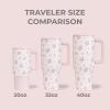 imageHydroJug Traveler  32 oz Water Bottle with Handle ampamp Flip Straw  Fits in Cup Holder Leak Resistant TumblerReusable Insulated Stainless Steel ampamp Rubber Base  Gifts for Women ampamp Men RiptideWildrose