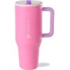 imageHydroJug Traveler  32 oz Water Bottle with Handle ampamp Flip Straw  Fits in Cup Holder Leak Resistant TumblerReusable Insulated Stainless Steel ampamp Rubber Base  Gifts for Women ampamp Men RiptidePink Sugar
