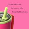 imageHydroJug Traveler  32 oz Water Bottle with Handle ampamp Flip Straw  Fits in Cup Holder Leak Resistant TumblerReusable Insulated Stainless Steel ampamp Rubber Base  Gifts for Women ampamp Men RiptideOrchid