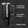 imageHydroJug Traveler  32 oz Water Bottle with Handle ampamp Flip Straw  Fits in Cup Holder Leak Resistant TumblerReusable Insulated Stainless Steel ampamp Rubber Base  Gifts for Women ampamp Men RiptideBlack Leopard
