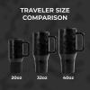 imageHydroJug Traveler  32 oz Water Bottle with Handle ampamp Flip Straw  Fits in Cup Holder Leak Resistant TumblerReusable Insulated Stainless Steel ampamp Rubber Base  Gifts for Women ampamp Men RiptideBlack Leopard