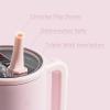 imageHydroJug Traveler  32 oz Water Bottle with Handle ampamp Flip Straw  Fits in Cup Holder Leak Resistant TumblerReusable Insulated Stainless Steel ampamp Rubber Base  Gifts for Women ampamp Men RiptidePink Sand