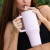 imageHydroJug Traveler  32 oz Water Bottle with Handle ampamp Flip Straw  Fits in Cup Holder Leak Resistant TumblerReusable Insulated Stainless Steel ampamp Rubber Base  Gifts for Women ampamp Men RiptidePink Sand
