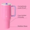 imageHydroJug Traveler  32 oz Water Bottle with Handle ampamp Flip Straw  Fits in Cup Holder Leak Resistant TumblerReusable Insulated Stainless Steel ampamp Rubber Base  Gifts for Women ampamp Men RiptidePink Sugar