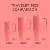 imageHydroJug Traveler  32 oz Water Bottle with Handle ampamp Flip Straw  Fits in Cup Holder Leak Resistant TumblerReusable Insulated Stainless Steel ampamp Rubber Base  Gifts for Women ampamp Men RiptideSalmon