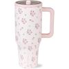 imageHydroJug Traveler  32 oz Water Bottle with Handle ampamp Flip Straw  Fits in Cup Holder Leak Resistant TumblerReusable Insulated Stainless Steel ampamp Rubber Base  Gifts for Women ampamp Men RiptideWildrose