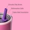 imageHydroJug Traveler  32 oz Water Bottle with Handle ampamp Flip Straw  Fits in Cup Holder Leak Resistant TumblerReusable Insulated Stainless Steel ampamp Rubber Base  Gifts for Women ampamp Men RiptidePink Sugar