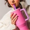 imageHydroJug Traveler  32 oz Water Bottle with Handle ampamp Flip Straw  Fits in Cup Holder Leak Resistant TumblerReusable Insulated Stainless Steel ampamp Rubber Base  Gifts for Women ampamp Men RiptidePink Sugar