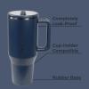imageHydroJug Traveler  32 oz Water Bottle with Handle ampamp Flip Straw  Fits in Cup Holder Leak Resistant TumblerReusable Insulated Stainless Steel ampamp Rubber Base  Gifts for Women ampamp Men RiptideMidnight