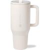 imageHydroJug Traveler  32 oz Water Bottle with Handle ampamp Flip Straw  Fits in Cup Holder Leak Resistant TumblerReusable Insulated Stainless Steel ampamp Rubber Base  Gifts for Women ampamp Men RiptideCream