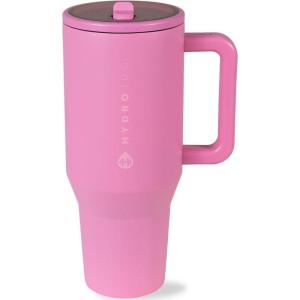 imageHydroJug Traveler  32 oz Water Bottle with Handle ampamp Flip Straw  Fits in Cup Holder Leak Resistant TumblerReusable Insulated Stainless Steel ampamp Rubber Base  Gifts for Women ampamp Men RiptideTaffy