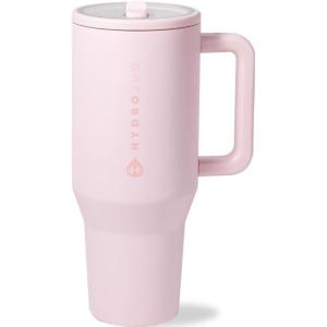 imageHydroJug Traveler  32 oz Water Bottle with Handle ampamp Flip Straw  Fits in Cup Holder Leak Resistant TumblerReusable Insulated Stainless Steel ampamp Rubber Base  Gifts for Women ampamp Men RiptidePink Sand
