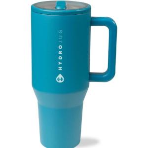 imageHydroJug Traveler  32 oz Water Bottle with Handle ampamp Flip Straw  Fits in Cup Holder Leak Resistant TumblerReusable Insulated Stainless Steel ampamp Rubber Base  Gifts for Women ampamp Men RiptideGlacier