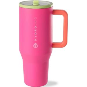 imageHydroJug Traveler  32 oz Water Bottle with Handle ampamp Flip Straw  Fits in Cup Holder Leak Resistant TumblerReusable Insulated Stainless Steel ampamp Rubber Base  Gifts for Women ampamp Men RiptideOrchid