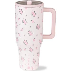 imageHydroJug Traveler  32 oz Water Bottle with Handle ampamp Flip Straw  Fits in Cup Holder Leak Resistant TumblerReusable Insulated Stainless Steel ampamp Rubber Base  Gifts for Women ampamp Men RiptideWildrose