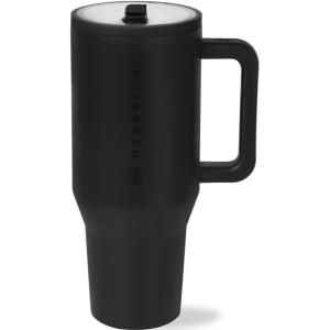 imageHydroJug Traveler  32 oz Water Bottle with Handle ampamp Flip Straw  Fits in Cup Holder Leak Resistant TumblerReusable Insulated Stainless Steel ampamp Rubber Base  Gifts for Women ampamp Men RiptideBlack