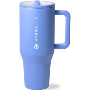 imageHydroJug Traveler  32 oz Water Bottle with Handle ampamp Flip Straw  Fits in Cup Holder Leak Resistant TumblerReusable Insulated Stainless Steel ampamp Rubber Base  Gifts for Women ampamp Men RiptideLight Blue