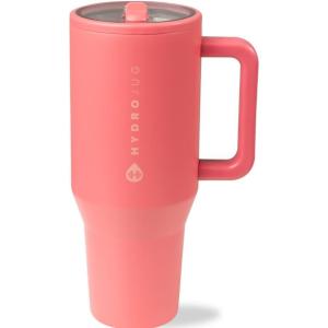 imageHydroJug Traveler  32 oz Water Bottle with Handle ampamp Flip Straw  Fits in Cup Holder Leak Resistant TumblerReusable Insulated Stainless Steel ampamp Rubber Base  Gifts for Women ampamp Men RiptideSalmon