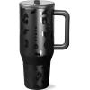 imageHydroJug Traveler  40 oz Water Bottle with Handle ampamp Flip Straw  Fits in Cup Holder Leak Resistant TumblerReusable Insulated Stainless Steel ampamp Rubber Base  Gifts for Women ampamp Men Alumni RedBlack Leopard