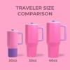 imageHydroJug Traveler  40 oz Water Bottle with Handle ampamp Flip Straw  Fits in Cup Holder Leak Resistant TumblerReusable Insulated Stainless Steel ampamp Rubber Base  Gifts for Women ampamp Men Alumni RedPink Sugar