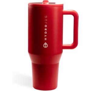 imageHydroJug Traveler  40 oz Water Bottle with Handle ampamp Flip Straw  Fits in Cup Holder Leak Resistant TumblerReusable Insulated Stainless Steel ampamp Rubber Base  Gifts for Women ampamp Men Alumni RedAlumni Red