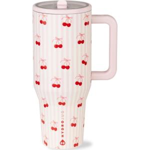 imageHydroJug Traveler  40 oz Water Bottle with Handle ampamp Flip Straw  Fits in Cup Holder Leak Resistant TumblerReusable Insulated Stainless Steel ampamp Rubber Base  Gifts for Women ampamp Men Alumni RedSweet Cherry