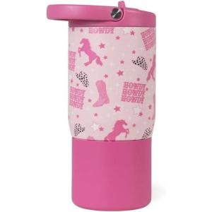 imageHydroJug Kids 14 oz Sport Water Bottle  Stainless Steel Insulated 100 Leakproof With Carry Handle BPAFree  KidFriendly Design  Durable ampamp Dishwasher Safe Daisy CheckersCowgirl