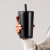 image:imageHydroJug Everyday Tumbler 14 oz CeramicLined Straw Cup FootballBlack