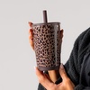 image:imageHydroJug Everyday Tumbler 14 oz CeramicLined Straw Cup FootballBrown Leopard