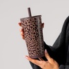 image:imageHydroJug Everyday Tumbler 14 oz CeramicLined Straw Cup FootballBrown Leopard