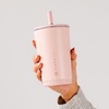image:imageHydroJug Everyday Tumbler 14 oz CeramicLined Straw Cup FootballDusty Rose